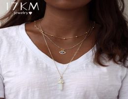 17KM Vintage Opale Pierre Sautoirs Colliers De Mode Multi Couche Cristal Oeil Pendentif Collier Déclaration Bohème Bijoux pour Femmes5502487