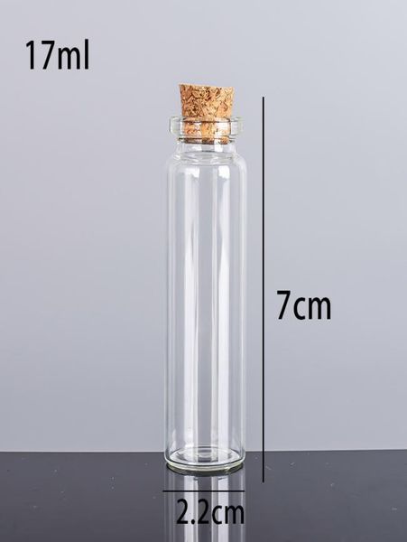 17ml 22x70x125 mm mini mini botellas de vidrio transparente Jares con tapones de corcho Mensajes Bodas Deseos Favores de joyería 9744823