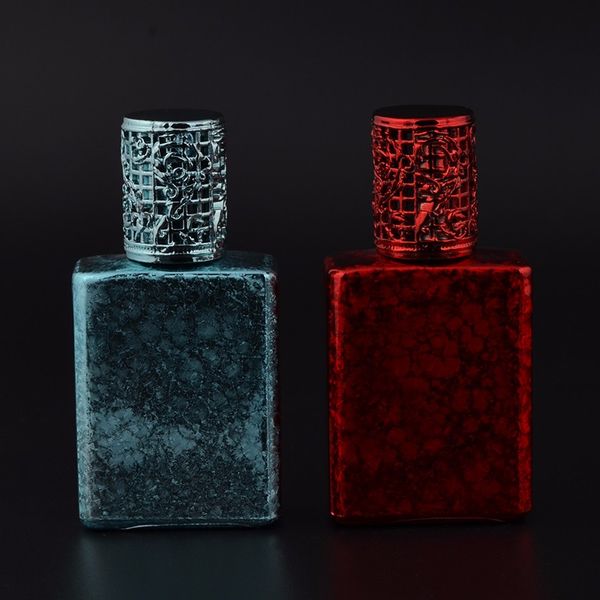 Botellas de bola de rodillo de metal recargables de 17 ml Mini botella de perfume de vidrio azul rojo Frasco portátil Vide Cosmetique