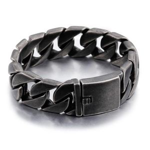 17 mm 20 mm 25 mm pesado 316L acero inoxidable tono negro encintado cadena cubana pulsera brazalete hiphop punk vintage cool bike biker pulseras joyería dropshipping