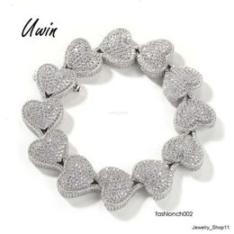 17 mm helado Bling Pulsera de corazón Full Women Hip Hop Jewelry