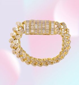 17 mm Miami Baguette Zircon Prong Set Box fermoir bracelet cubain pour hommes Hop Hop Iced Out Bling Jewelry 2021 Link Chain4414541039124