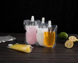 17OZ 500ML All-match Stand-up Plastic Drink Packaging Bag Caño Bolsa para bebidas Jugo líquido Leche Café 200-500ml
