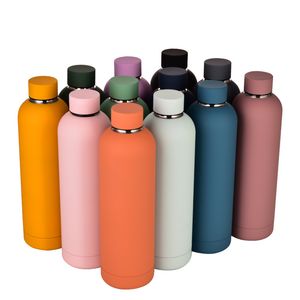 17 oz 500 ml tasses flacon sport bouteille d'eau à double paroi en acier inoxydable tasse isolée sous vide thermos de voyage couleurs mates personnalisées