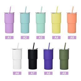 Gobelets réguliers en acrylique de 17 oz Gobelet en acrylique à double paroi avec couvercle et pailles colorées Tasse en plastique réutilisable Tasse de voyage colorée nouveau