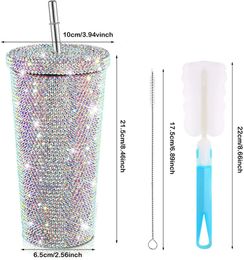 17 Unzen Diamantbecher mit Deckel 500 ml Edelstahl-Wasserflaschen Bunte Shinny-Trinkbecher Doppelwandiger isolierter Becher auf dem Luftweg A12
