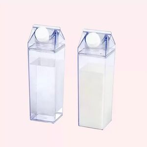 17 oz Carton De Lait Bouteille D'eau Boîte De Stockage De Lait Transparent Carré Haute Capacité Tasse En Plastique Café Boisson Tasse Originalité FY5230 0610