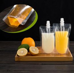 17 OZ Stand-up Plastic Drink Verpakking Zak Uitloop Pouch voor Drank Vloeibare Sap Melk Koffie 200- 500 ml Snelle Levering G0721