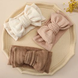 17 pc/lot Double couches arc bandeaux coton bébé noeuds élastiques bandeaux nés filles chaudes Turban tête enveloppement enfant chapeaux 231229