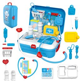 17pcs niños Pretend Play Play Doctor Juego Juego de enfermeras herramienta de inyección portátil Maleta Portátil Simulación Kit Médico Play Toys 210312