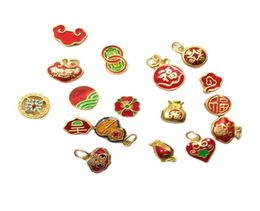 17pcs origineel ontwerp email porselein kleurrijk ambacht ruyi lock charme hanger Chinese retro stijl unieke charmes mannen en vrouwen jood4200300