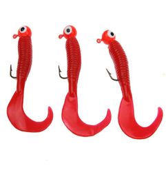 17pcsset Luros de pesca suave de plomo gancho gancho grub gusano cebos de silicona suave sábes pescado