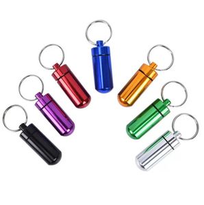 17X48mm en alliage d'aluminium Boîtes En Métal Étanche Pilule Boîte Cas porte-clés Porte-clés Anneau Médecine De Stockage Organisateur Porte-Bouteille Conteneur I0216