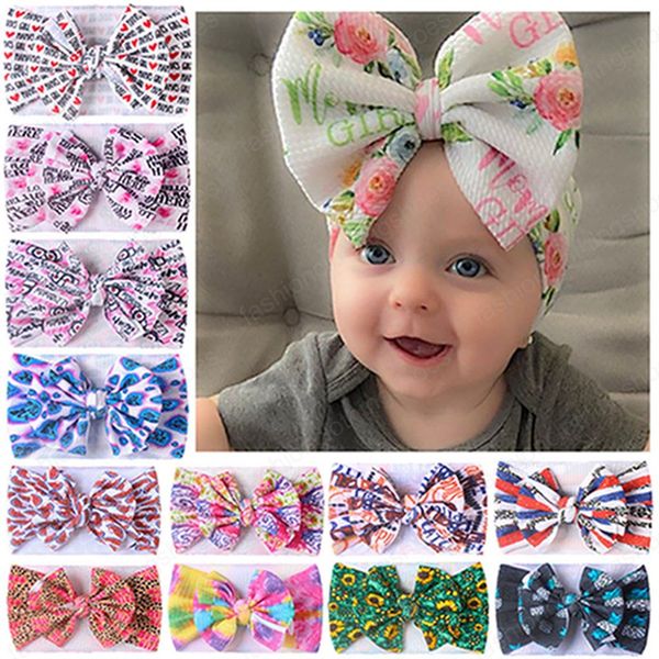 18*13 CM moda estampado de dibujos animados Bowknot bebé niñas diadema DIY niños sombreros accesorios para el cabello accesorios de fotografía para niños