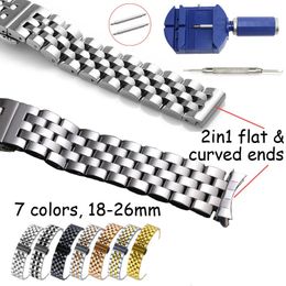 18 19 20 21 22mm 24 26mm Bracelet de montre extrémité incurvée plate Bracelet de montre en acier inoxydable boucle papillon Bracelet de remplacement 240104