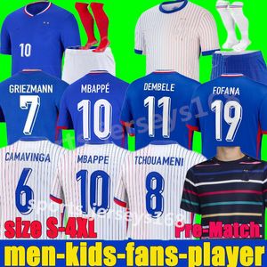 2024 Jerseys de fútbol francés MBAPPE FAN PLAYER 24 25 DEMBELE BENZEMA GIROUD GRIEZMANN SALIBA PAVARD KANTE Maillot de Foot Equipe Mujeres Niños KIT Camiseta de fútbol Hombres S-4XL