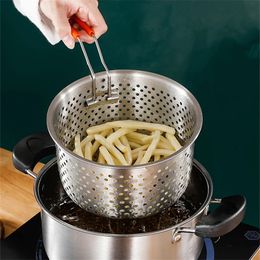 18/20 cm Français Frites Panier Filtre À Huile En Acier Inoxydable Riz Vapeur Légumes Fruits Drain Paniers Passoire Cuisine Cuisson Outils 240322