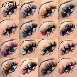 18-22MM Glitter Ombre Pestañas de colores a granel Venta al por mayor Fluffy Colorful Mink Pestañas Gruesas Pestañas postizas naturales Paquete de caja Maquillaje 240309