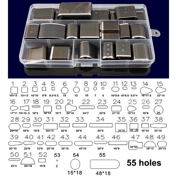 18/24/39/52/55pcs Style de forme en forme de punch creux Ensemble de coup de poing outil de poinçonnage pour la courroie en cuir Holster artisanat en cuir bricolage