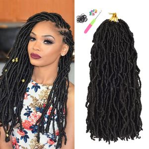 18/24 pouces nouveau Nu Faux Locs Crochet cheveux noir naturel 90g/pcs doux pour les femmes longue déesse pré-bouclée tressage LS25