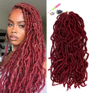 18/24 pouces nouveau Nu locs Crochet cheveux pour tresses de Style papillon noir naturel bouclés et pré-bouclés cheveux synthétiques tressage LS25