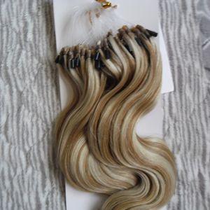 18-24 pouces Micro Boucle Humaine Remy Extensions de Cheveux 100g non transformés vierge brésilienne vague de corps cheveux micro boucle anneau extensions de cheveux