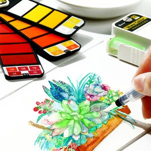 Pluma estilográfica plegable con pintura sólida de acuarela portátil, 18/25/33/42 colores, con agua del grifo para dibujar, diseño de pintura