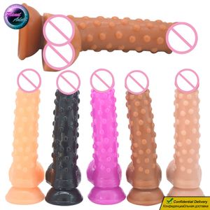 18,5 * 3,5 cm PVC Pénis réaliste Bumps Modèle Soft Dildo Fake Dick Masturbator Adult Toys Sexy pour vagin Anal Ass Sexyshop