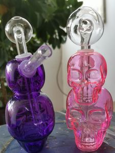 Skull Colorful Glass Bubbler Oil Burner Pipe Hookahs Glass Water Pipes Dab rigs Bubblers con banger