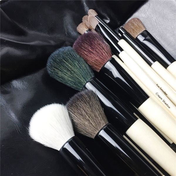 18 brosses Brushes de maquillage complètes Ensemble avec poche - Poignée en bois de qualité Kit de brosse de beauté Kit cosmétique Méximeux