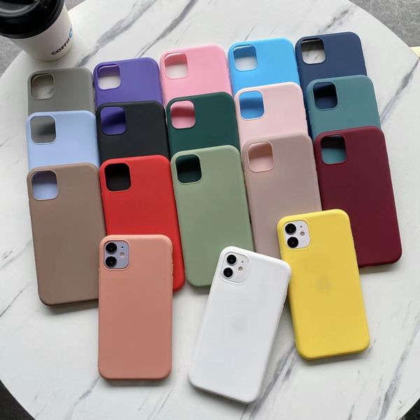 Fundas de teléfono de silicona de 18 colores para iPhone 11 13 12 Pro Max Samsung S20 A32 A52 A21 5G A50 S30 s21 note9 12 13 mini XR XSMAX Estuche blando de TPU totalmente esmerilado Estuche de material de impresión UV