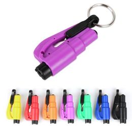 18 kleuren 3-in-1/2-in-1 Life Saving Hammer Keychains draagbare noodstoel gesneden riem breuk raam zelfverdediging sleutelhanger veiligheid glazen breker mini gereedschap houder