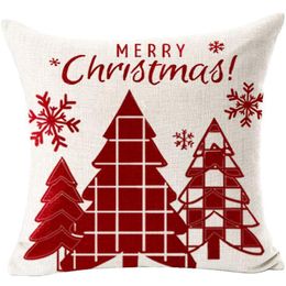 Kerstmis Red Linnen Kussensloop Elanden Sneeuwpop Afdrukken Kussensloop Sofa Slaapkamer Kussens Cover 18 Kleur Woondecoratie Benodigdheden BH5213 TYJ