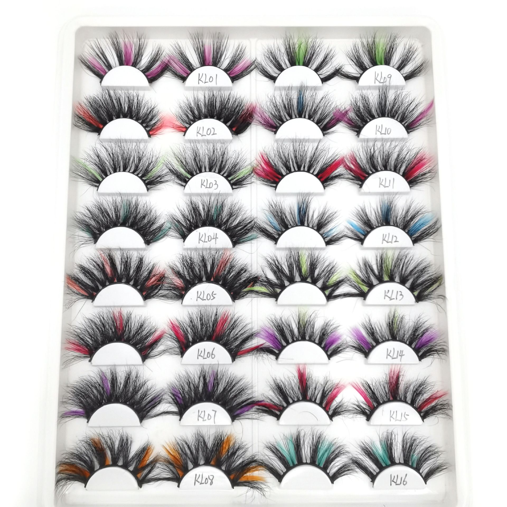 18 couleurs coloré cils vison 3d faux cils naturels longs de 25 mm colorés cils kit de maquillage de fête couleur faux œil cils en gros en gros