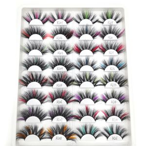 18 couleurs Coloré Cils Vison 3D Faux Cils Naturel Long 25mm Couleur Cils Cils Partie Maquillage Kit couleur Faux Cils En Gros