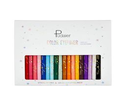 18 kleuren eyeliner potloodset waterdichte kleurrijke blauw groen gele witte kat eye voering pen vrouwen make -up 11825000839