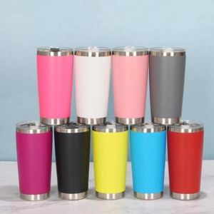 18 couleurs tasse 20oz gobelets en acier inoxydable isolé sous vide double paroi verre à vin tasse thermique tasses à bière avec couvercles pour voyage