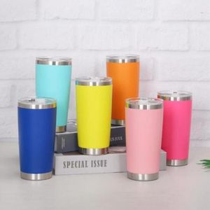 18 couleurs tasse avec couvercles scellés 20 oz gobelets en acier inoxydable isolé sous vide double paroi verre à vin thermique tasse café bière tasses pour voyage