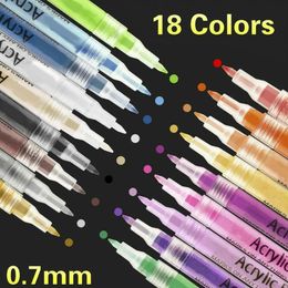 Juego de 18 colores, rotulador de pintura acrílica de 0 7mm para estudiantes y entusiastas de la pintura, suministros escolares, tinta de agua, multicolor 238B