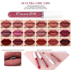18 kleuren fluwelen matte lipgloss naakt vloeibare lippenstift waterdicht blijvende rode lipgloss make -up cosmetica 12pcs1098977