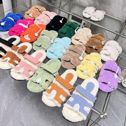 18 colores Lujos Moda Oso de peluche Sandalias Regalo para mujer Invierno Cálido Zapatillas mullidas Diseñador Interior Fuzzy Sandale Vintage Slipper Slides Tazz Casual Shoe Sliders