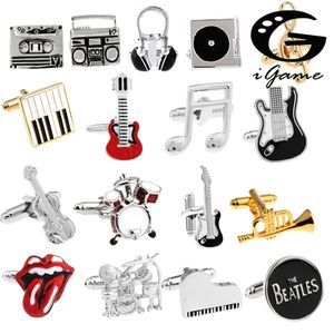 Boutons de manchette pour accessoires de guitare, 18 modèles, Design musical, boutons de manchette pour notes de musique, pour Piano et basse