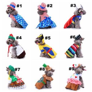 18 Designs Pet Dog Santa Costumes Habillage de Noël Vêtements Manteaux Funny Party Holiday Décoration Vêtements pour Pet Hoodies Chiot Chats