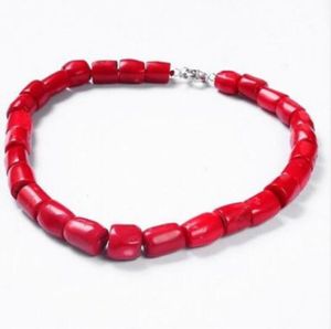 Collier de princesse en perles de corail rouge, 18 pouces, colonne naturelle authentique de haute qualité