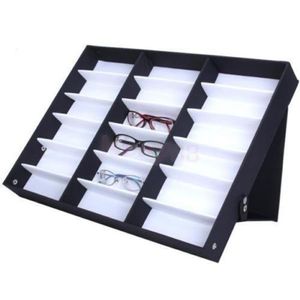 18 grilles lunettes stockage vitrine boîte lunettes lunettes de soleil affichage optique organisateur cadres Tray236S
