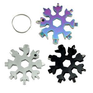 18 en 1 Camping Key Anillo Herramienta de bolsillo Multifunción Caminata Llavero MulturomPonero Sobrevive Abrigos al aire libre Copo de nieve Multi Spanne Hex Wrench EEC2692