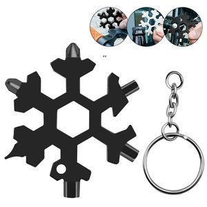 18 In 1 Camp Key Ring Pocket Tool Openers Multifunctionele wandeling Keyring Multipuroser Survive Outdoor Openers Snowflake Multi Spanne ZZB15821