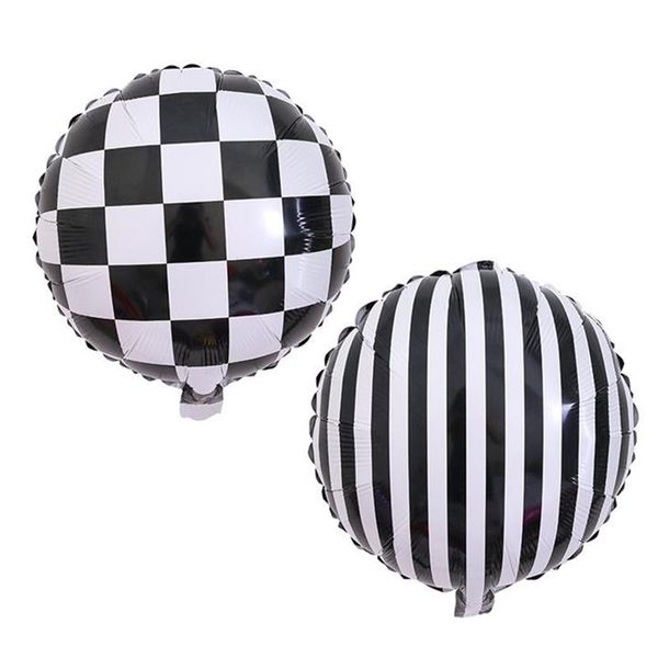 18 pouces Ballon à carreaux noir et blanc Ballon en aluminium Décoration de mariage Bar d'anniversaire KTV Ballons en papier d'aluminium