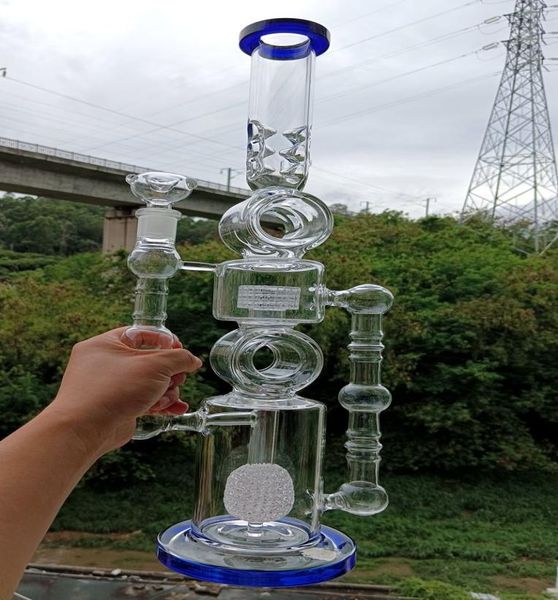 El agua de cristal azul de 18 pulgadas Bong las cachimbas con el neumático Perc enormes plataformas petrolíferas del lenguado pipas que fuman embriagadoras 5545571