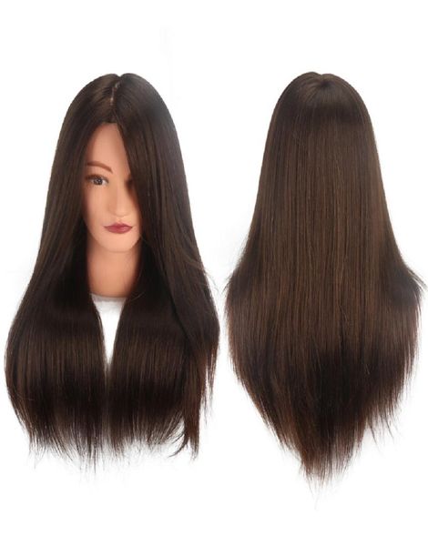 18 pouces brun 100 réels de cheveux de cheveux humains coiffeur coiffeur mannequin têtes poupées têtes de cheveux longs coiffure pratiquer la tête beauté 2564937